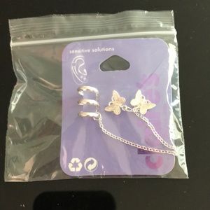 Butterfly earrings with cuff